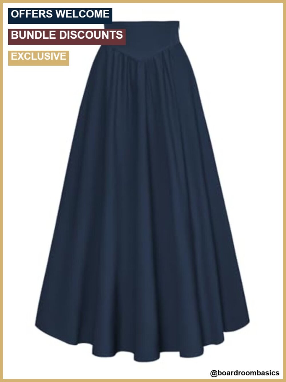 Maxi Skirt Victorian Flowy A-Line High Waist Side Pockets Cotton Blend